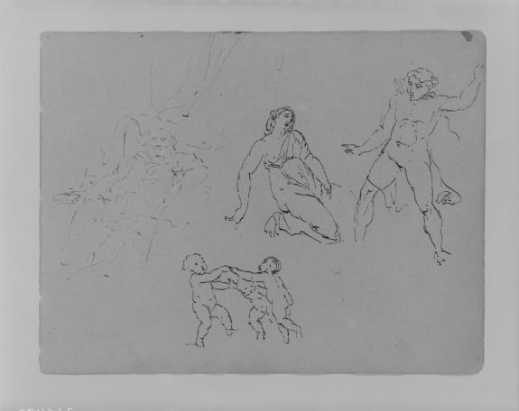 WikiOO.org - Encyclopedia of Fine Arts - Lukisan, Artwork Thomas Sully - Seated, Bearded Man; Lucretia; Three Dancing Putti