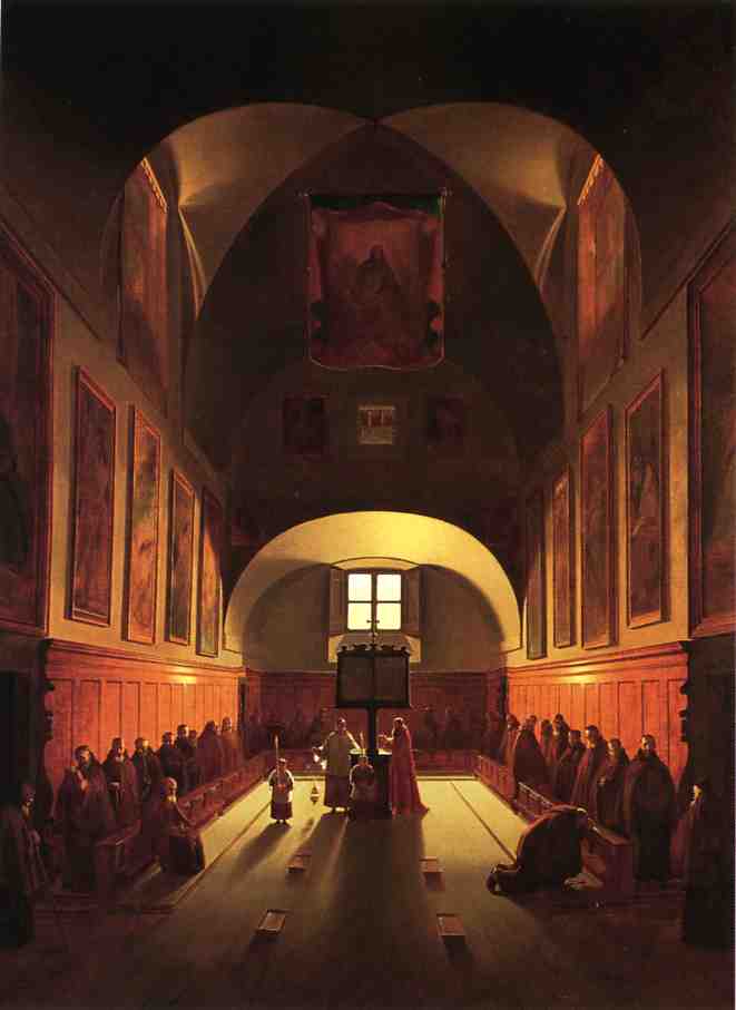 Wikioo.org - The Encyclopedia of Fine Arts - Painting, Artwork by Thomas Sully - The Interior of the Capuchin Chapel In the Piazza Barberini (after Francois Marius Granet)