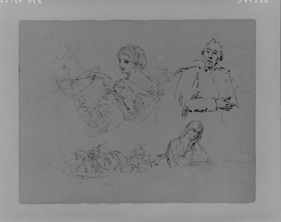 Wikioo.org – L'Enciclopedia delle Belle Arti - Pittura, Opere di Thomas Sully - donna sketching ; due donne leggere ; ritratto di un uomo ; Half-length ritratto femminile ; due figure equestri che conduce un cavallo