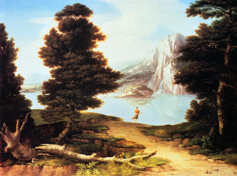 Wikioo.org - The Encyclopedia of Fine Arts - Painting, Artwork by Washington Allston - Landscape With A Lake