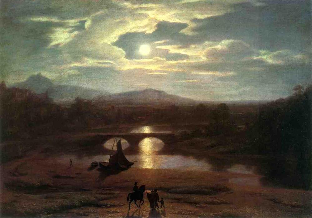 Wikioo.org - The Encyclopedia of Fine Arts - Painting, Artwork by Washington Allston - Moonlit Landscape