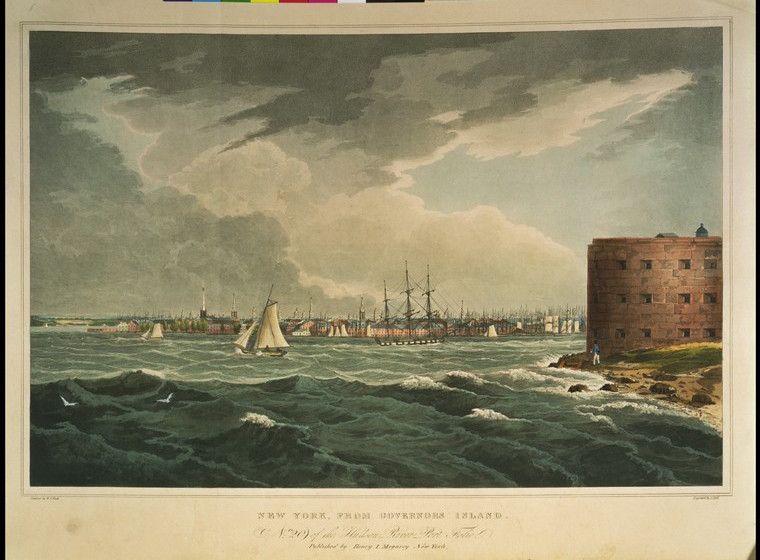 Wikioo.org - สารานุกรมวิจิตรศิลป์ - จิตรกรรม William Guy Wall - New York, from Governors Island