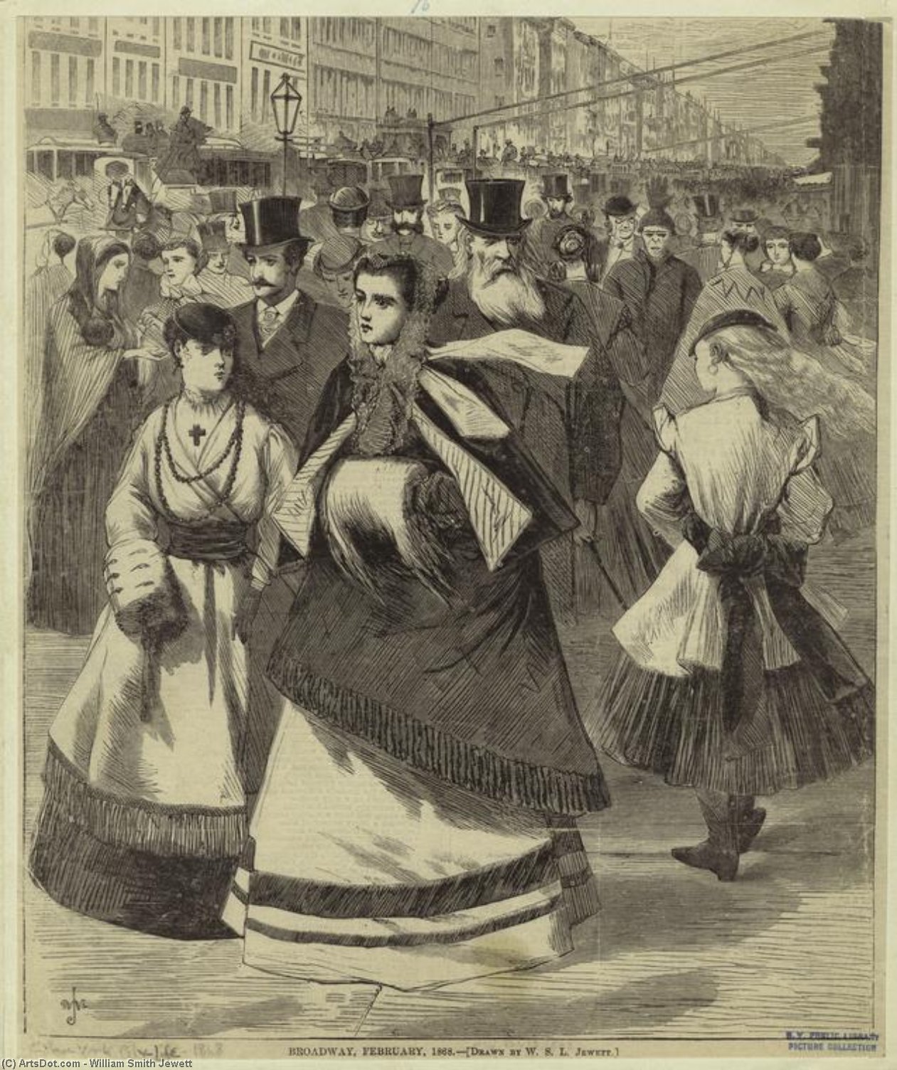 Wikioo.org - Die Enzyklopädie bildender Kunst - Malerei, Kunstwerk von William Smith Jewett - Broadway , Februar , 1868