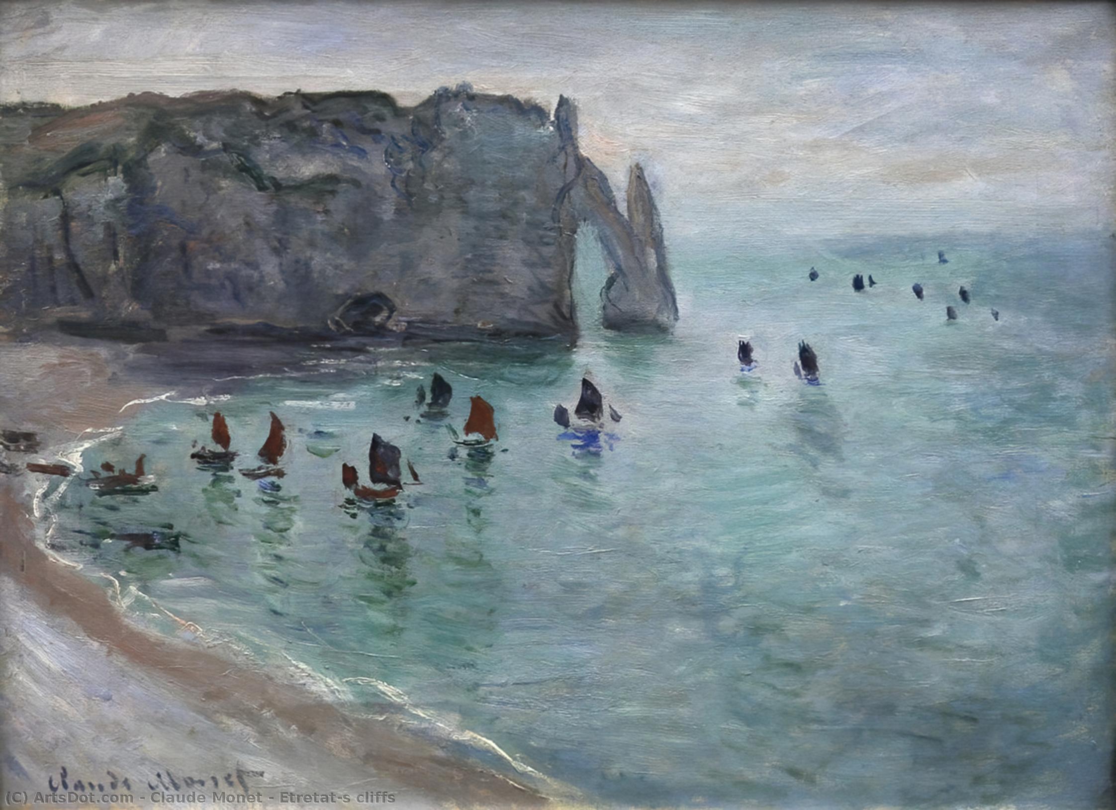 WikiOO.org - Encyclopedia of Fine Arts - Schilderen, Artwork Claude Monet - Etretat's cliffs
