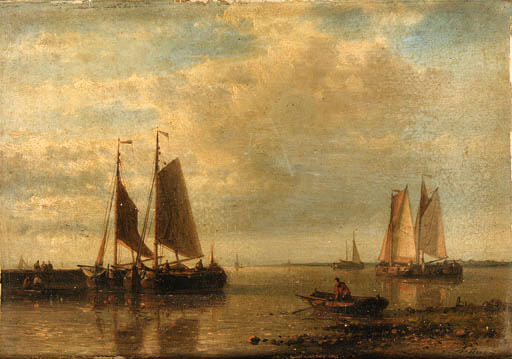 Wikioo.org - The Encyclopedia of Fine Arts - Painting, Artwork by Abraham Hulk Senior - Fishing Boats In An Estuary