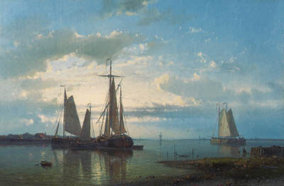 WikiOO.org - Enciklopedija dailės - Tapyba, meno kuriniai Abraham Hulk Senior - Sailing In A Calm Estuary