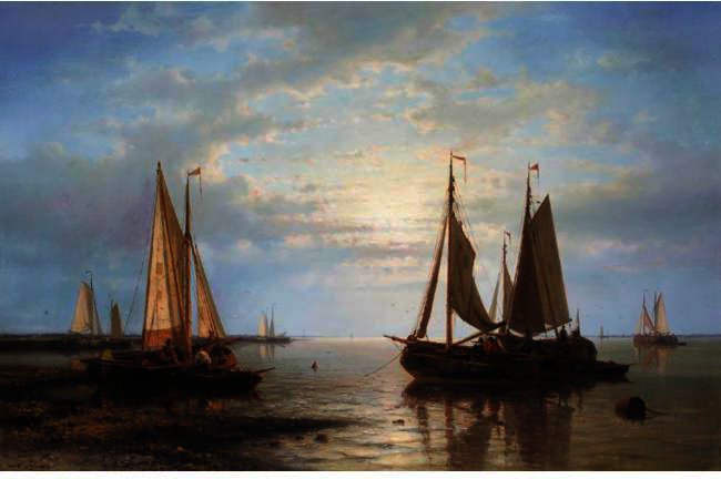 Wikioo.org - The Encyclopedia of Fine Arts - Painting, Artwork by Abraham Hulk Senior - Sailing In Calm Waters