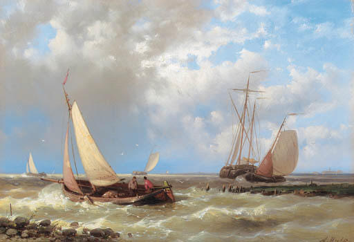 WikiOO.org - Enciklopedija dailės - Tapyba, meno kuriniai Abraham Hulk Senior - Sailing Vessels On The Scheldt
