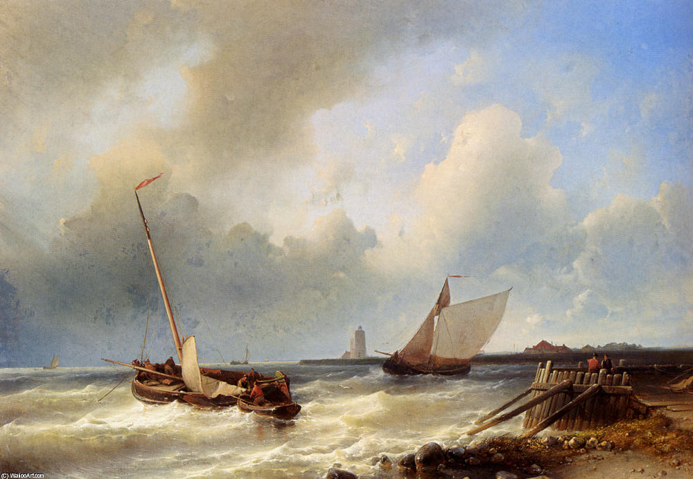 Wikioo.org - The Encyclopedia of Fine Arts - Painting, Artwork by Abraham Hulk Senior - Shipping Off The Dutch Coast