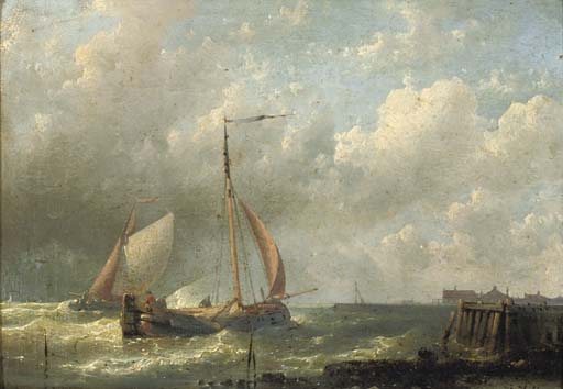 WikiOO.org - Enciclopedia of Fine Arts - Pictura, lucrări de artă Abraham Hulk Senior - Ships Near A Jetty