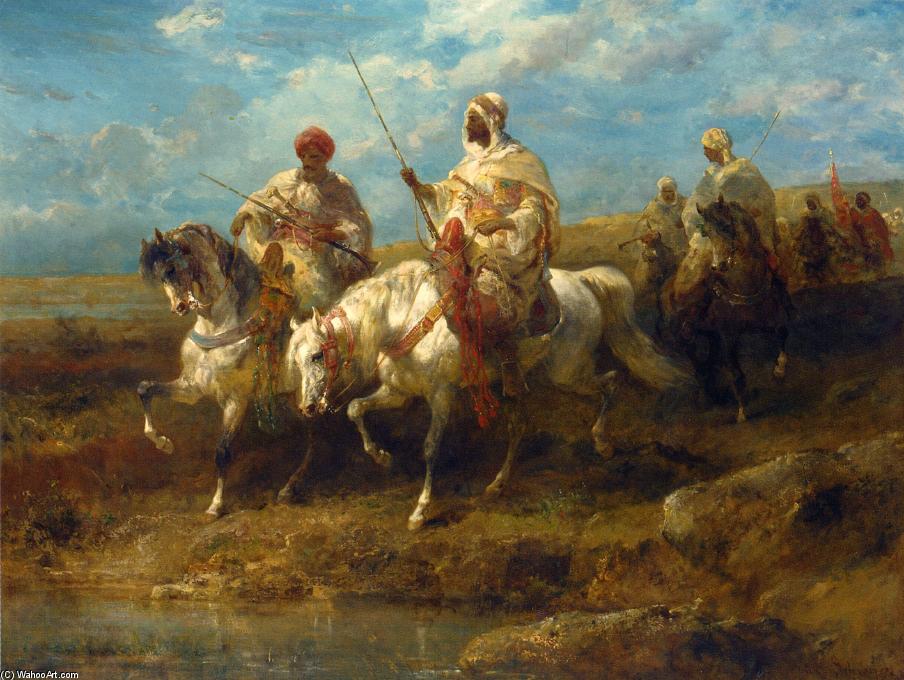 WikiOO.org - Εγκυκλοπαίδεια Καλών Τεχνών - Ζωγραφική, έργα τέχνης Adolf Schreyer - Arab Horsemen 1