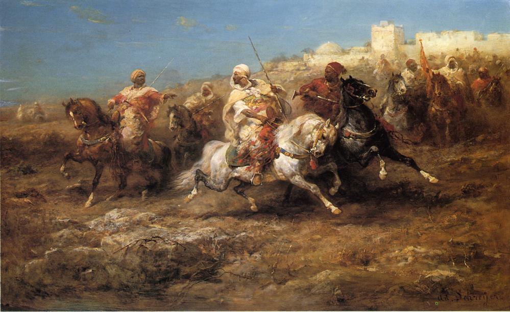 WikiOO.org - Encyclopedia of Fine Arts - Maleri, Artwork Adolf Schreyer - Arab Horsemen