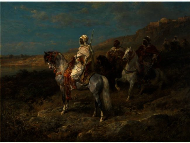 WikiOO.org - Encyclopedia of Fine Arts - Festés, Grafika Adolf Schreyer - Arab Scouts On Horseback