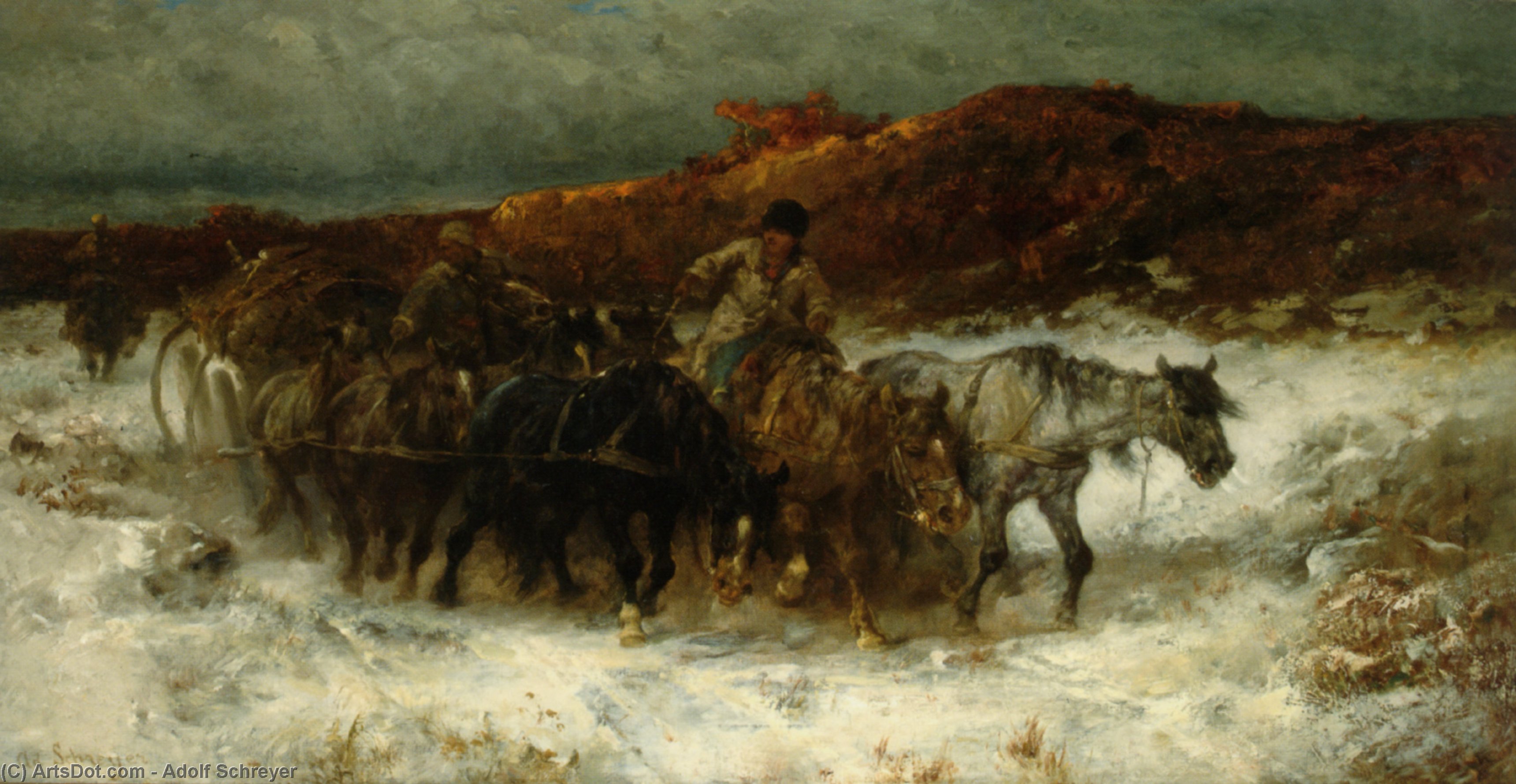 WikiOO.org - Енциклопедія образотворчого мистецтва - Живопис, Картини
 Adolf Schreyer - Homeward Bound