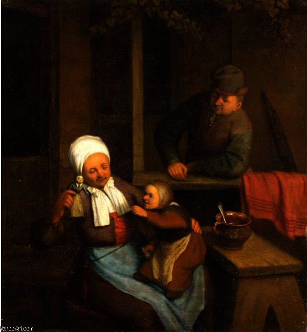 WikiOO.org - Encyclopedia of Fine Arts - Maľba, Artwork Adriaen Van Ostade - A Family At Play