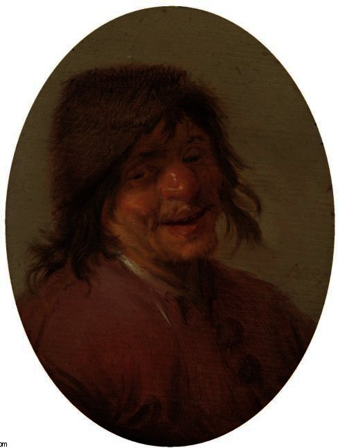 WikiOO.org - Encyclopedia of Fine Arts - Målning, konstverk Adriaen Van Ostade - A Laughing Peasant