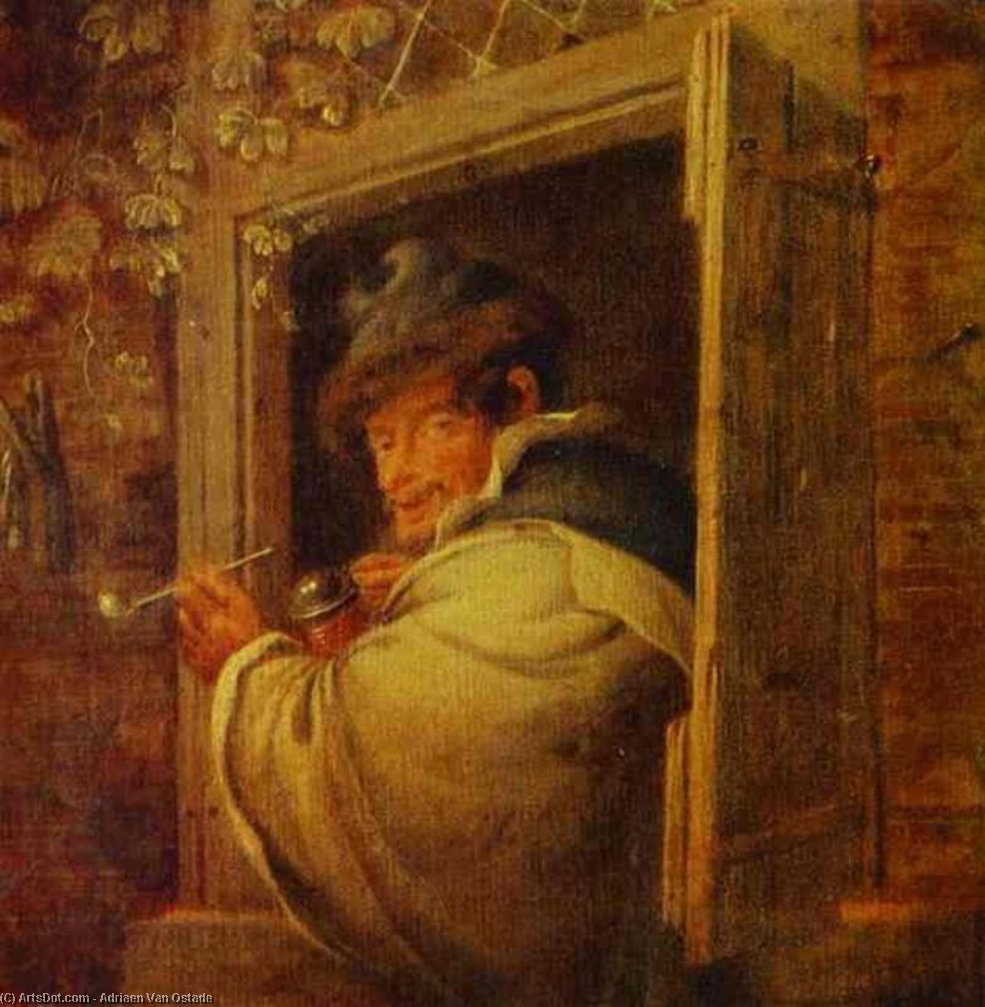 Wikioo.org - The Encyclopedia of Fine Arts - Painting, Artwork by Adriaen Van Ostade - A Man In The Window