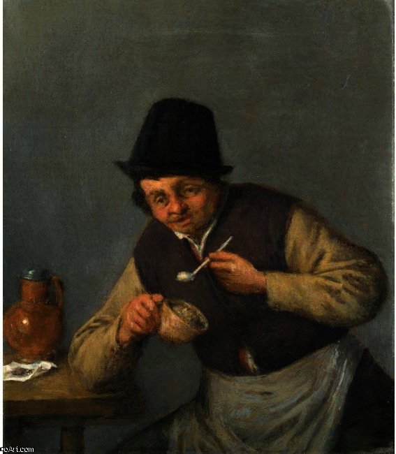 Wikioo.org - The Encyclopedia of Fine Arts - Painting, Artwork by Adriaen Van Ostade - A Peasant With His Pipe
