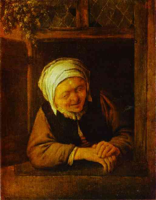 Wikioo.org - The Encyclopedia of Fine Arts - Painting, Artwork by Adriaen Van Ostade - An Old Woman By Window