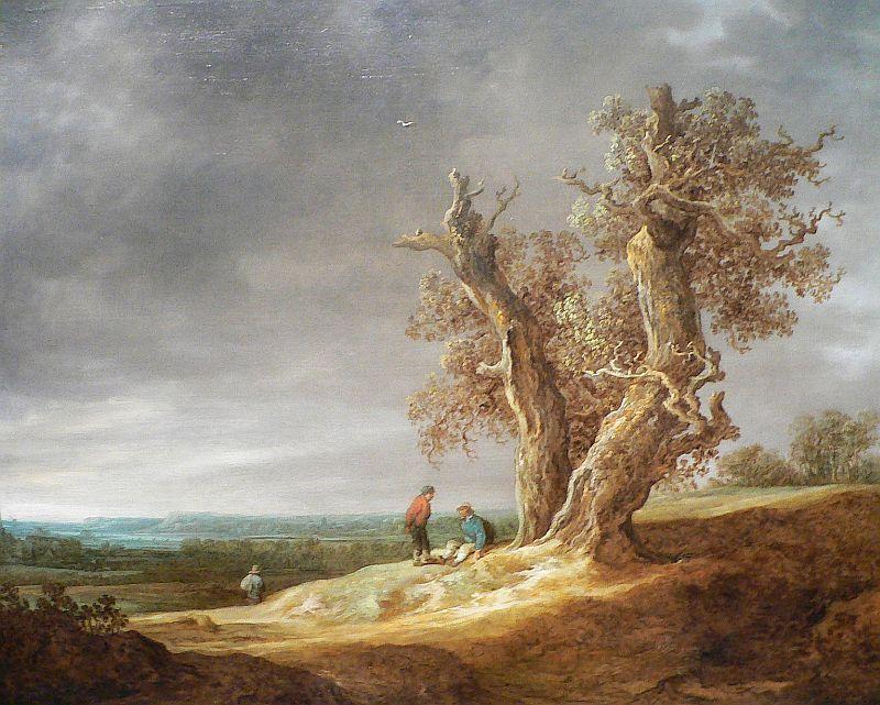 Wikioo.org - The Encyclopedia of Fine Arts - Painting, Artwork by Adriaen Van Ostade - Landscape with Two Oaks