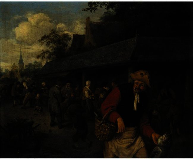 WikiOO.org - Εγκυκλοπαίδεια Καλών Τεχνών - Ζωγραφική, έργα τέχνης Adriaen Van Ostade - Market Stalls, With A Fisherman In The Foreground