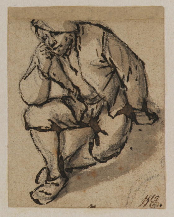WikiOO.org - Encyclopedia of Fine Arts - Maleri, Artwork Adriaen Van Ostade - Peasant Seated On The Ground