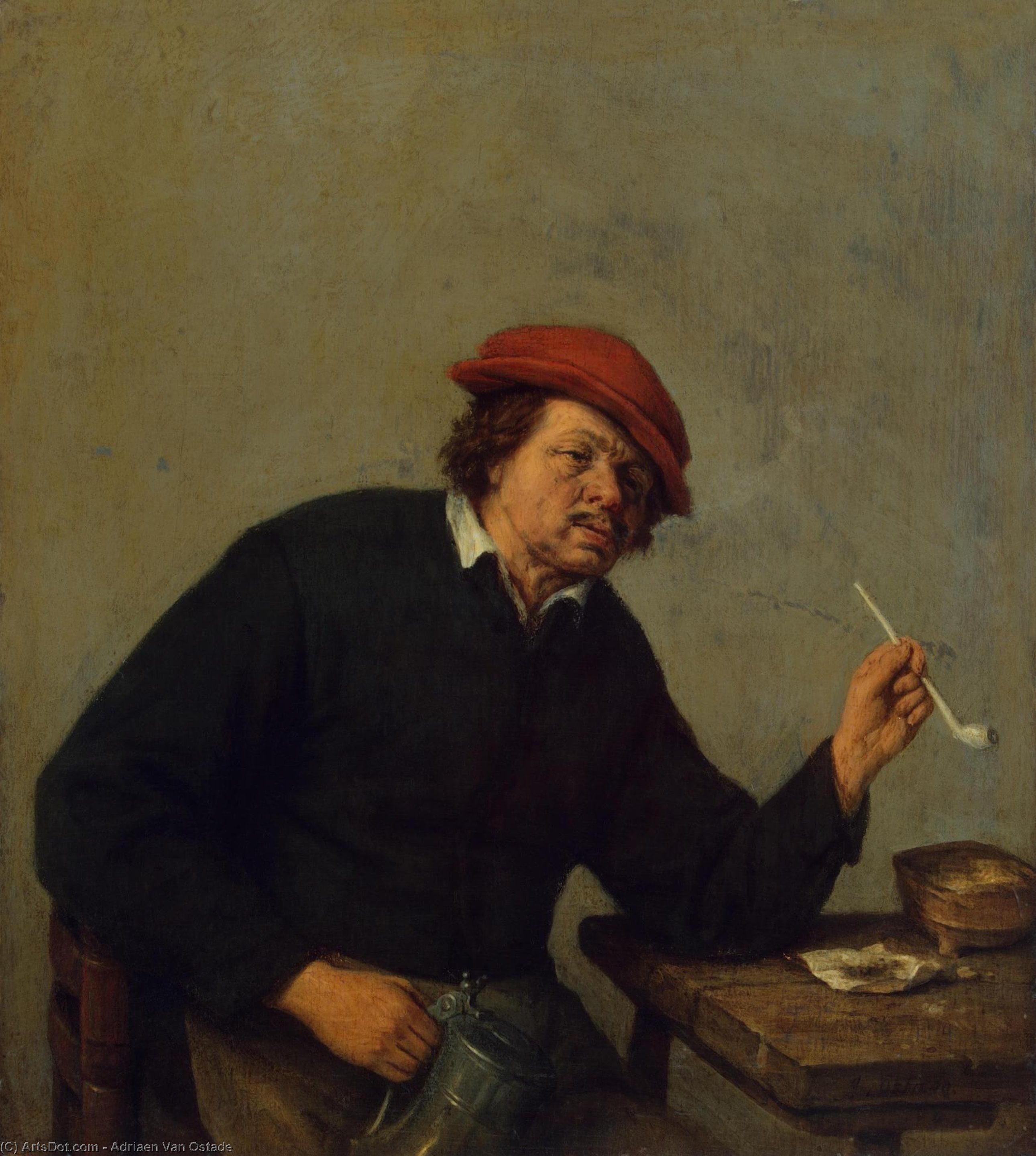 Wikioo.org - The Encyclopedia of Fine Arts - Painting, Artwork by Adriaen Van Ostade - Smoker