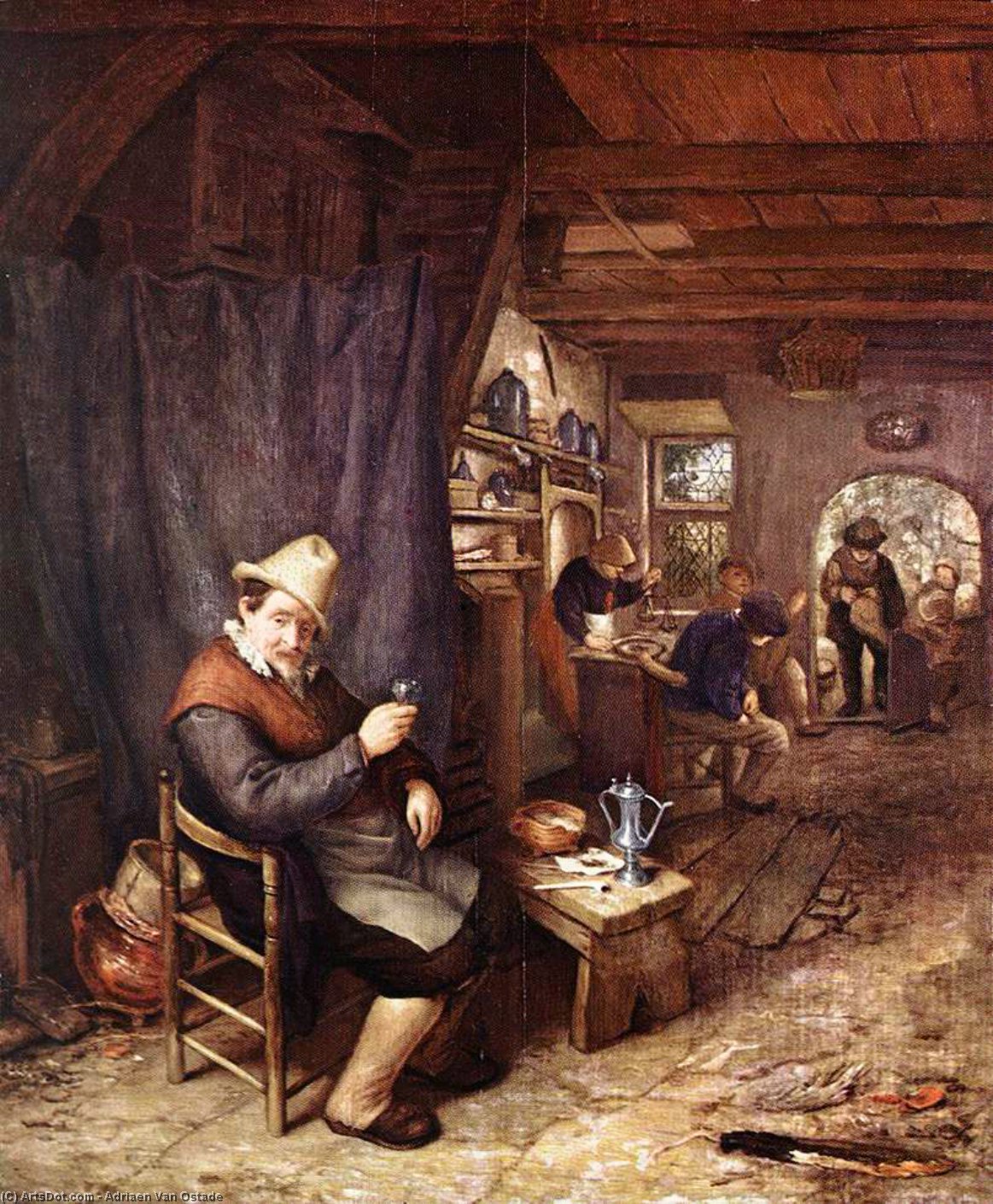 Wikioo.org - The Encyclopedia of Fine Arts - Painting, Artwork by Adriaen Van Ostade - The Drinker