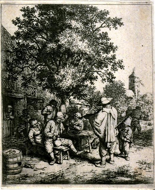 WikiOO.org - Enciclopedia of Fine Arts - Pictura, lucrări de artă Adriaen Van Ostade - The Fiddler And Hurdy-Gurdy Boy
