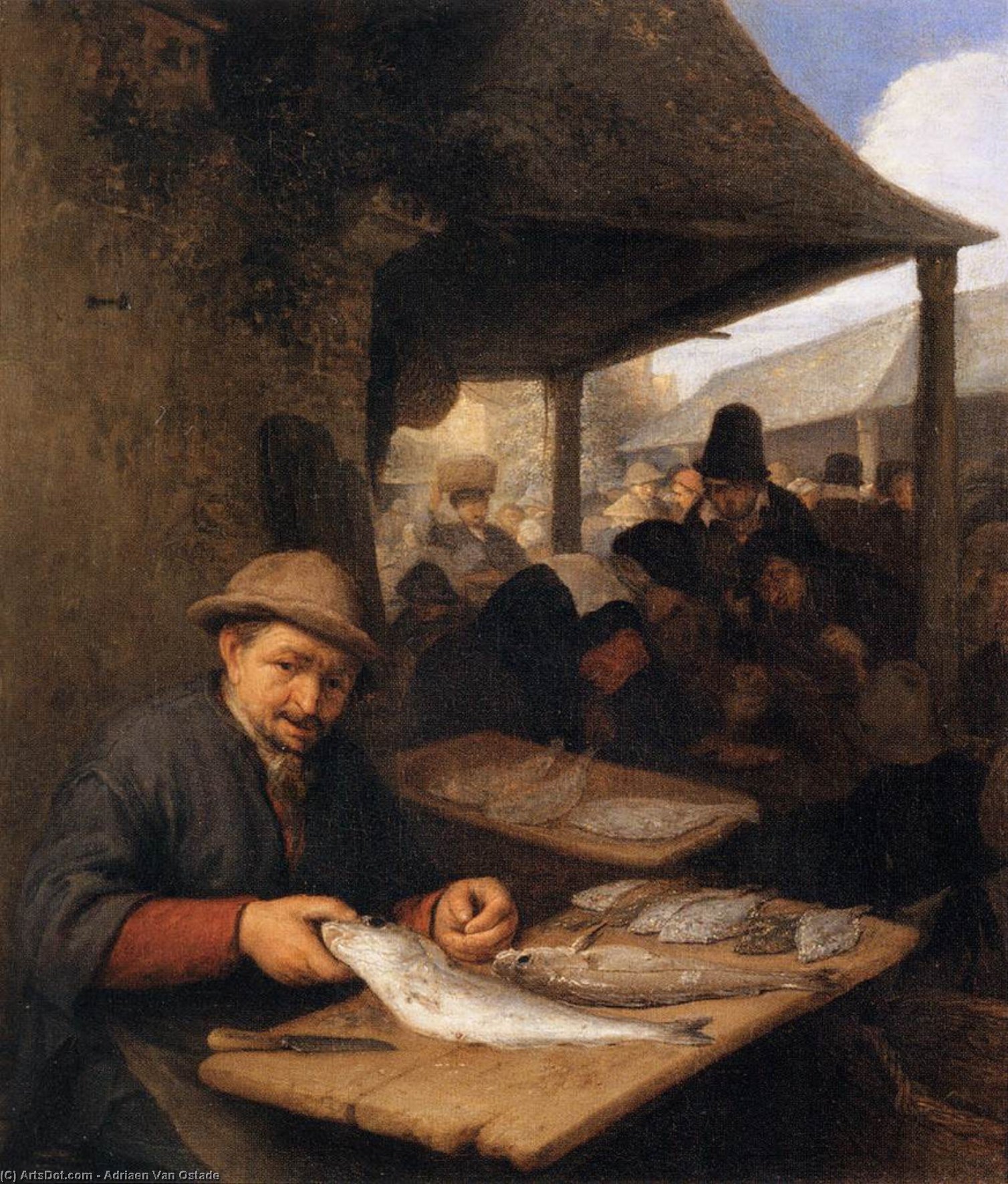 Wikioo.org - The Encyclopedia of Fine Arts - Painting, Artwork by Adriaen Van Ostade - The Fishmarket