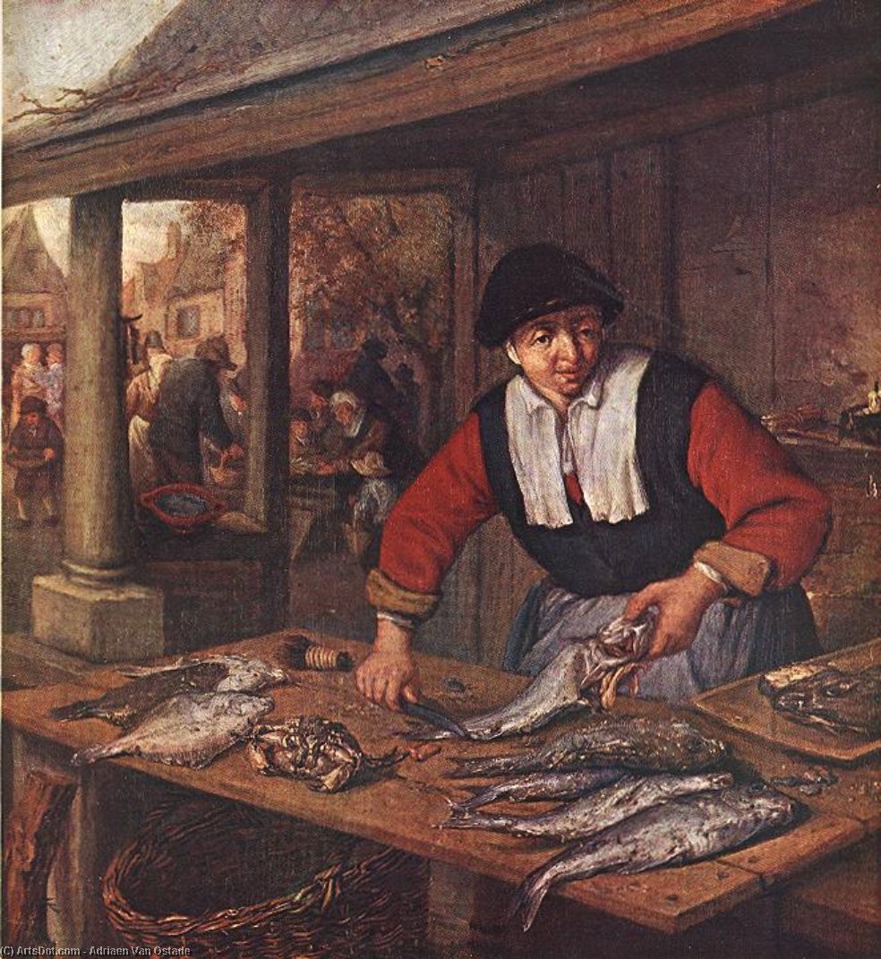Wikioo.org - The Encyclopedia of Fine Arts - Painting, Artwork by Adriaen Van Ostade - The Fishwife