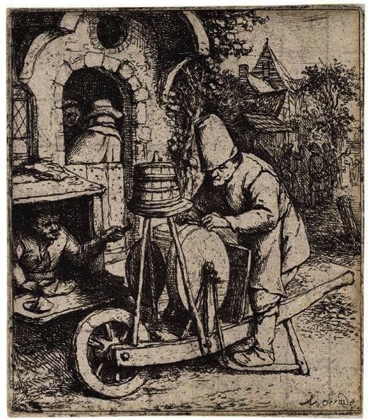 Wikioo.org - สารานุกรมวิจิตรศิลป์ - จิตรกรรม Adriaen Van Ostade - The Knifegrinder