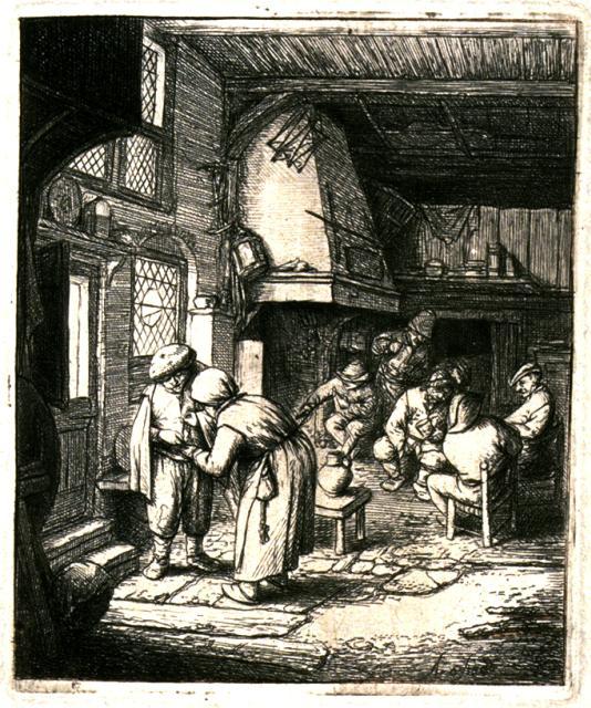 WikiOO.org - Encyclopedia of Fine Arts - Maleri, Artwork Adriaen Van Ostade - The Peasant Paying His Reckoning