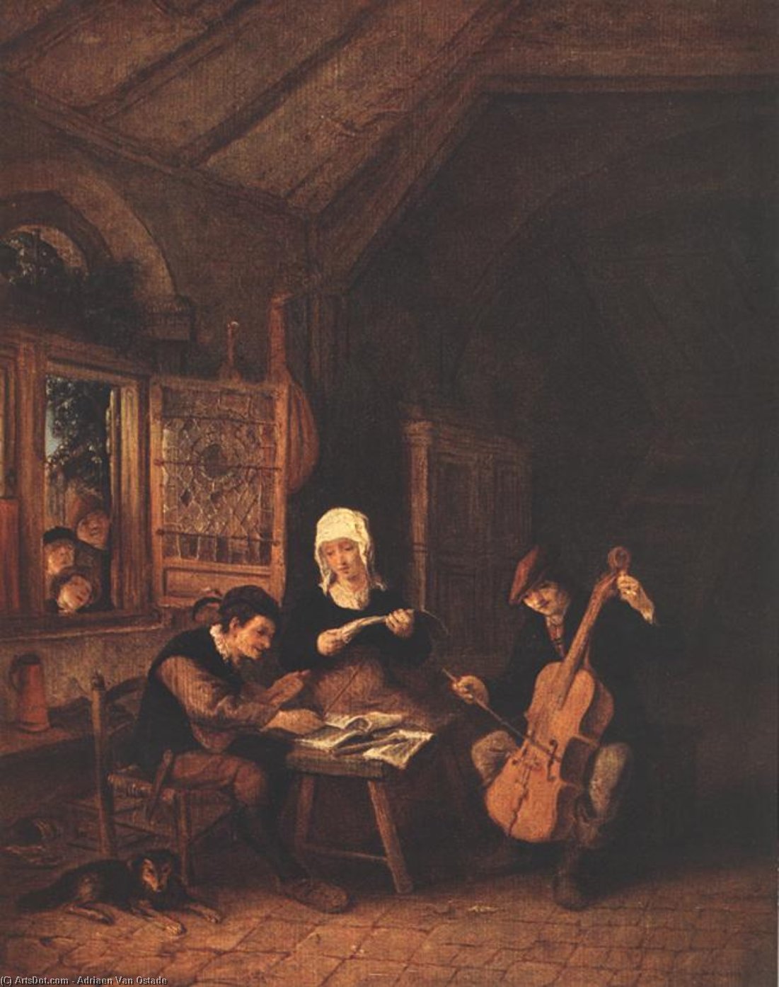 WikiOO.org - Encyclopedia of Fine Arts - Lukisan, Artwork Adriaen Van Ostade - Village Musicians