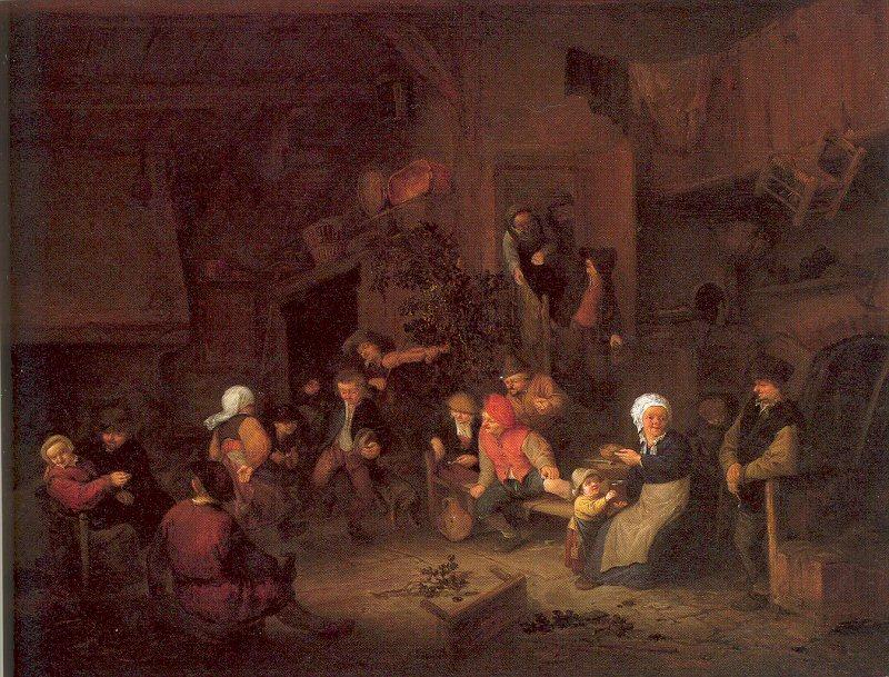 WikiOO.org - Encyclopedia of Fine Arts - Lukisan, Artwork Adriaen Van Ostade - Villagers Merrymaking At An Inn