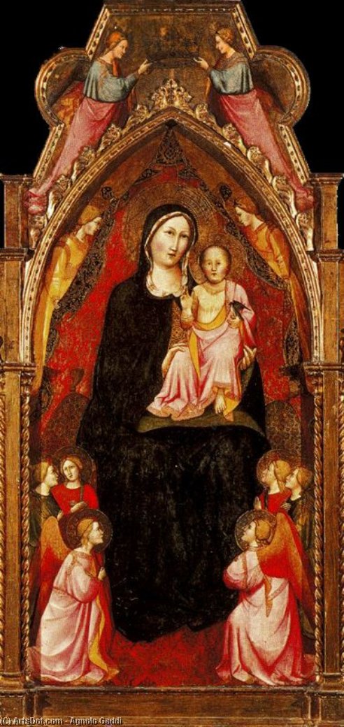Wikioo.org - สารานุกรมวิจิตรศิลป์ - จิตรกรรม Agnolo Gaddi - La Vierge et l'Enfant parmi les anges
