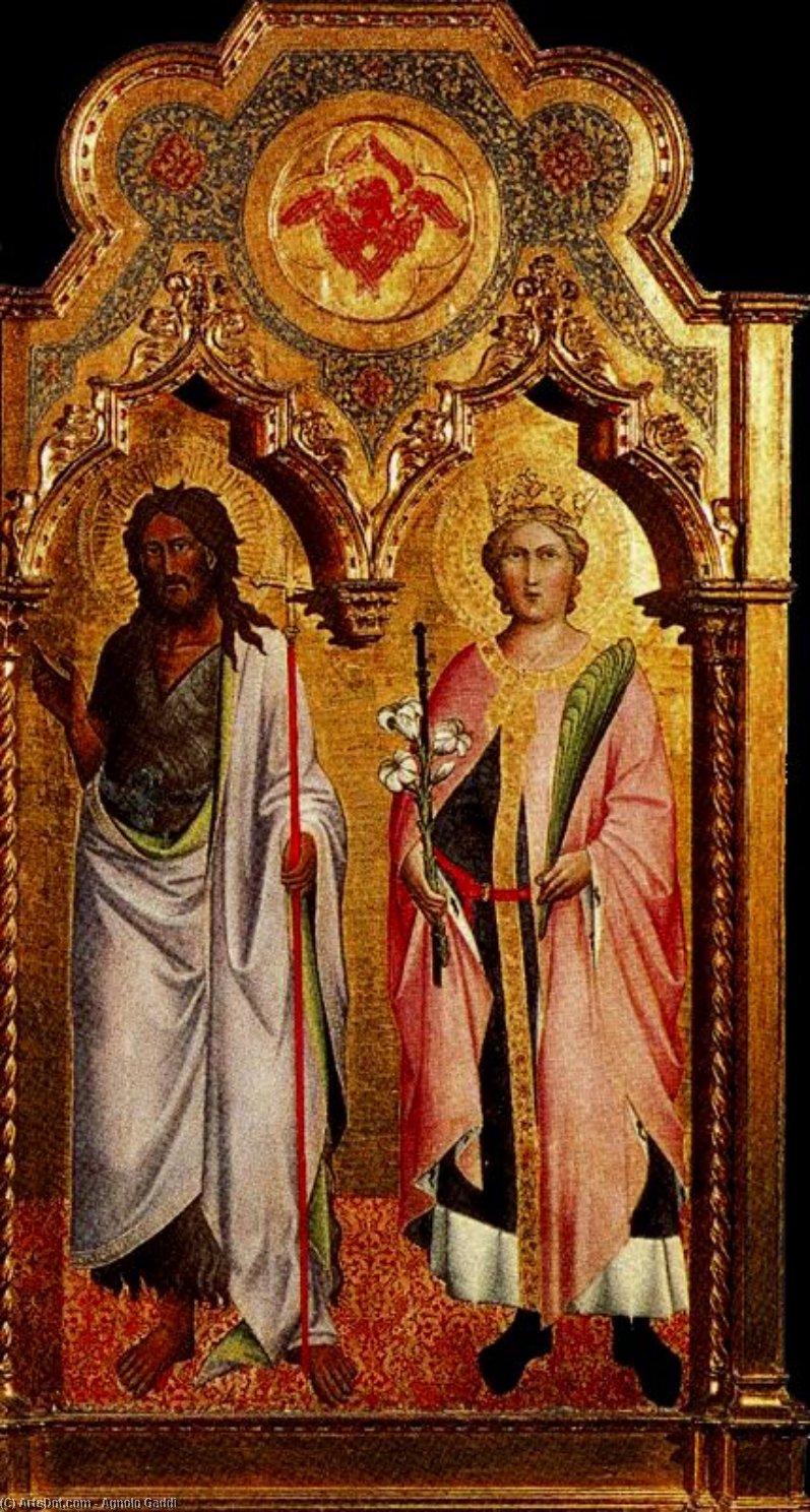 Wikioo.org - The Encyclopedia of Fine Arts - Painting, Artwork by Agnolo Gaddi - Saint Jean-Baptiste et saint Miniato