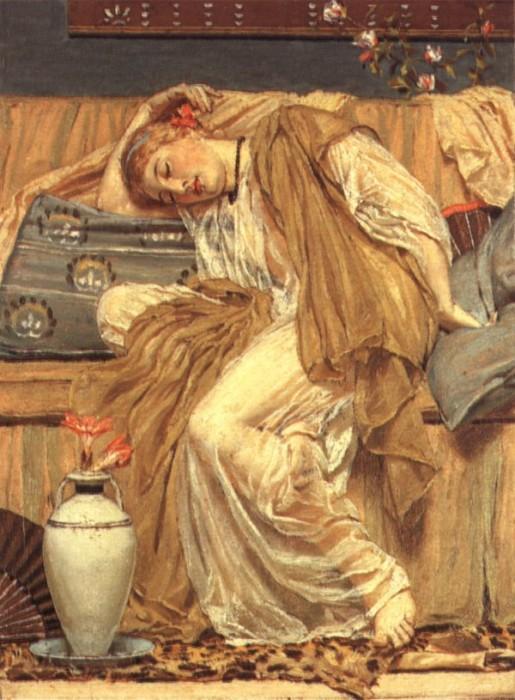 Wikioo.org - The Encyclopedia of Fine Arts - Painting, Artwork by Albert Joseph Moore - A Sleeping Girl