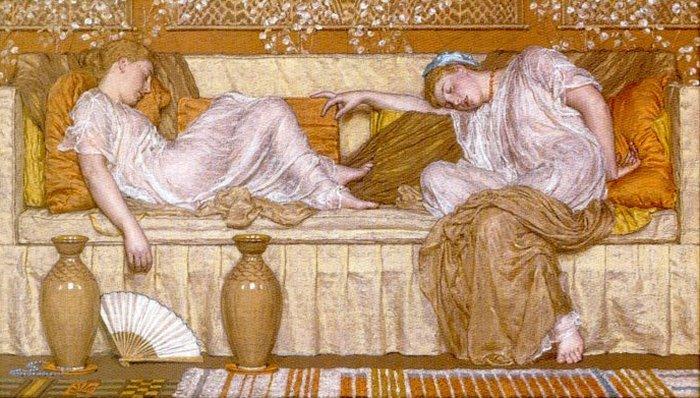 Wikioo.org - The Encyclopedia of Fine Arts - Painting, Artwork by Albert Joseph Moore - A Sofa