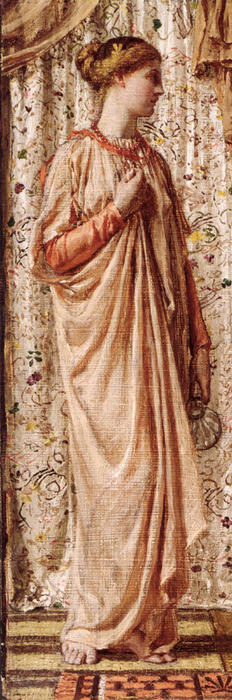 WikiOO.org - אנציקלופדיה לאמנויות יפות - ציור, יצירות אמנות Albert Joseph Moore - Standing female figure holding a vase