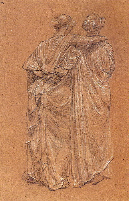 Wikioo.org - The Encyclopedia of Fine Arts - Painting, Artwork by Albert Joseph Moore - Study of Two Female Figures