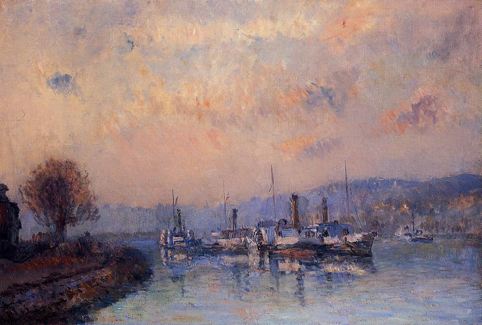 Wikioo.org - The Encyclopedia of Fine Arts - Painting, Artwork by Albert-Charles Lebourg (Albert-Marie Lebourg) - At Anchor, near Rouen