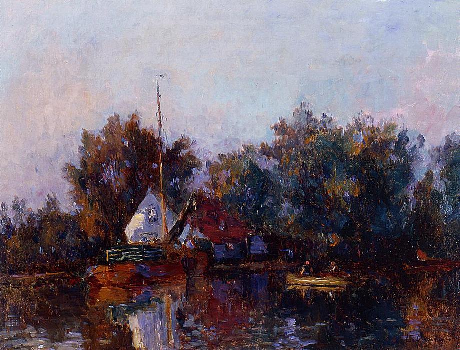 Wikioo.org - The Encyclopedia of Fine Arts - Painting, Artwork by Albert-Charles Lebourg (Albert-Marie Lebourg) - Canal in Holland near Rotterdam