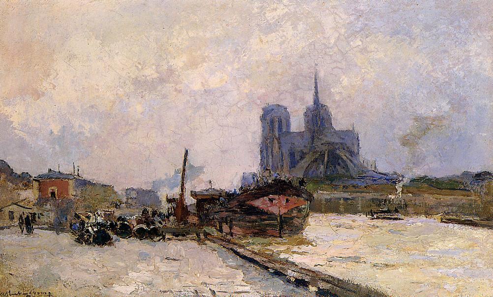 Wikioo.org - The Encyclopedia of Fine Arts - Painting, Artwork by Albert-Charles Lebourg (Albert-Marie Lebourg) - Notre Dame de Paris, View from Pont de la Tournelle