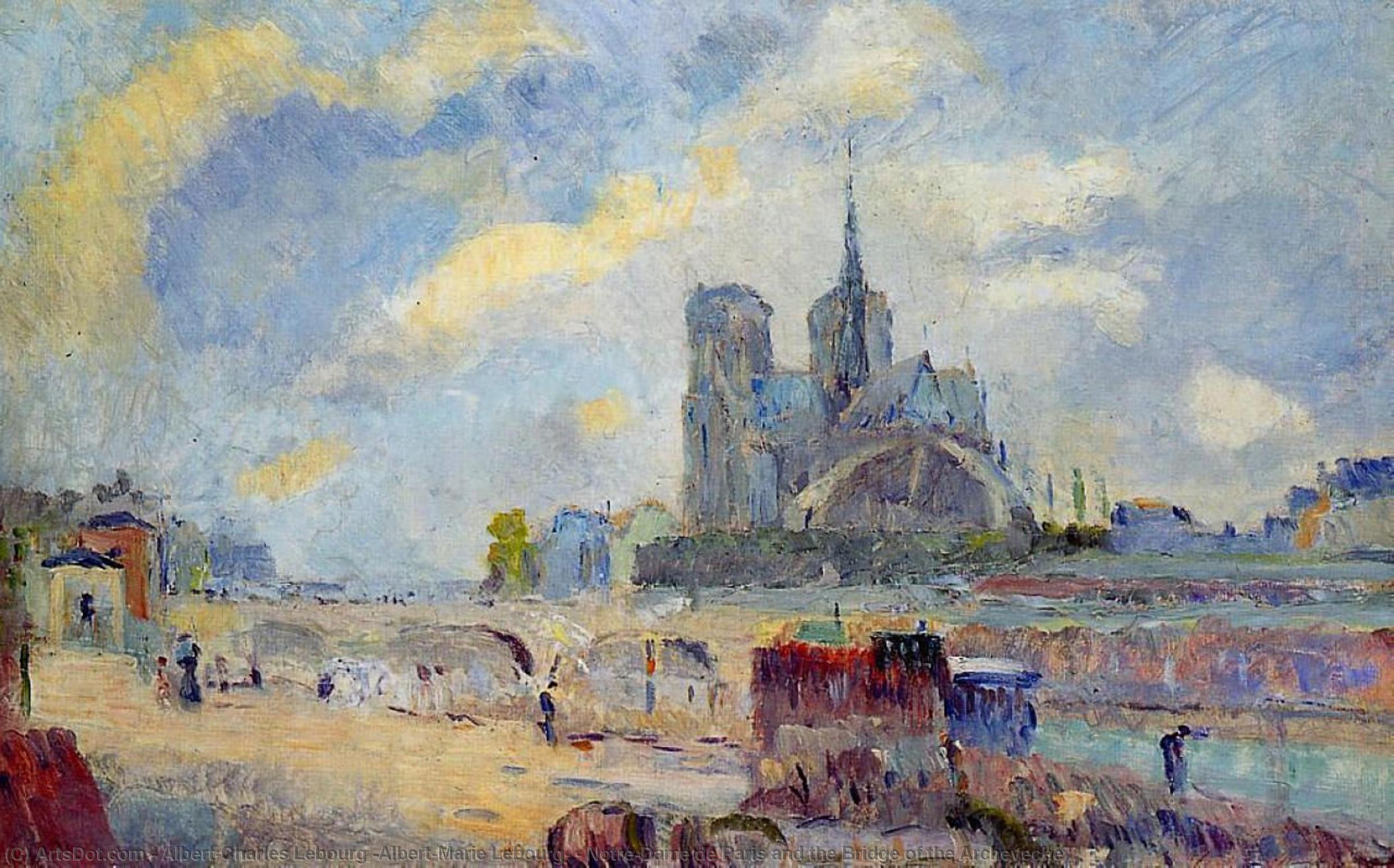 Wikioo.org - The Encyclopedia of Fine Arts - Painting, Artwork by Albert-Charles Lebourg (Albert-Marie Lebourg) - Notre-Dame de Paris and the Bridge of the Archeveche