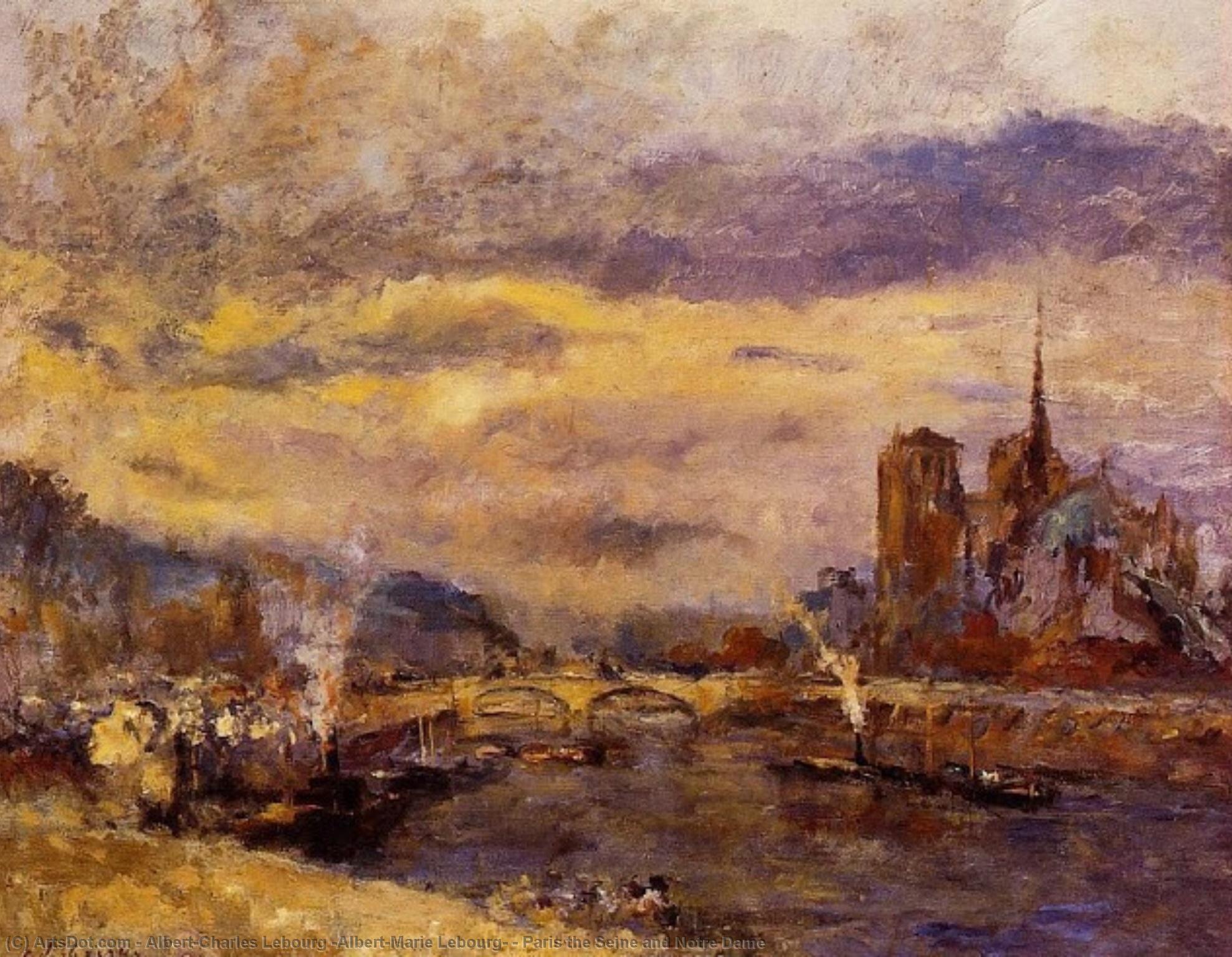 Wikioo.org - The Encyclopedia of Fine Arts - Painting, Artwork by Albert-Charles Lebourg (Albert-Marie Lebourg) - Paris the Seine and Notre Dame