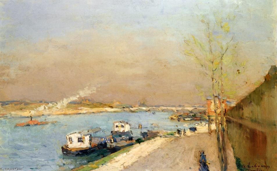Wikioo.org - The Encyclopedia of Fine Arts - Painting, Artwork by Albert-Charles Lebourg (Albert-Marie Lebourg) - Quay on the Seine, Spring Morning
