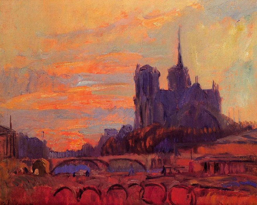 Wikioo.org – La Enciclopedia de las Bellas Artes - Pintura, Obras de arte de Albert-Charles Lebourg (Albert-Marie Lebourg) - Vista de Notre Dame y el Sena