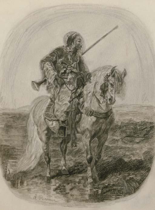 Wikioo.org - The Encyclopedia of Fine Arts - Painting, Artwork by Alberto Pasini - A Cossack On Horseback