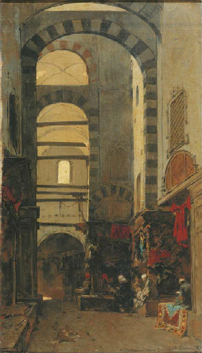WikiOO.org - Encyclopedia of Fine Arts - Målning, konstverk Alberto Pasini - A Quiet Afternoon At The Bazar
